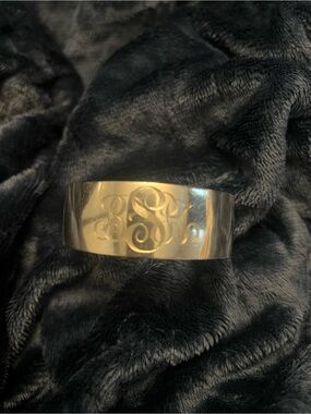 Monogram Wide Cuff Sterling Silver Vintage S. Kirk & Son Bracelet.
